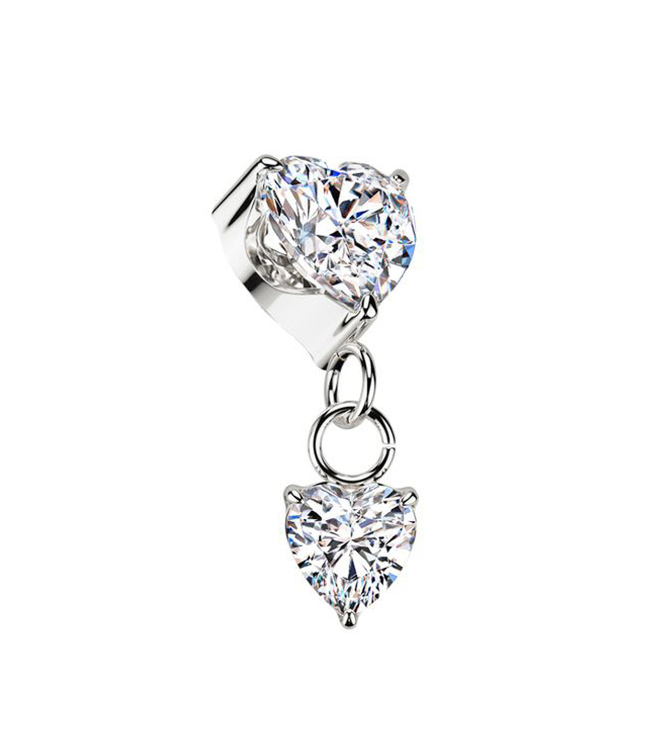 CZ Prong Heart Dangle