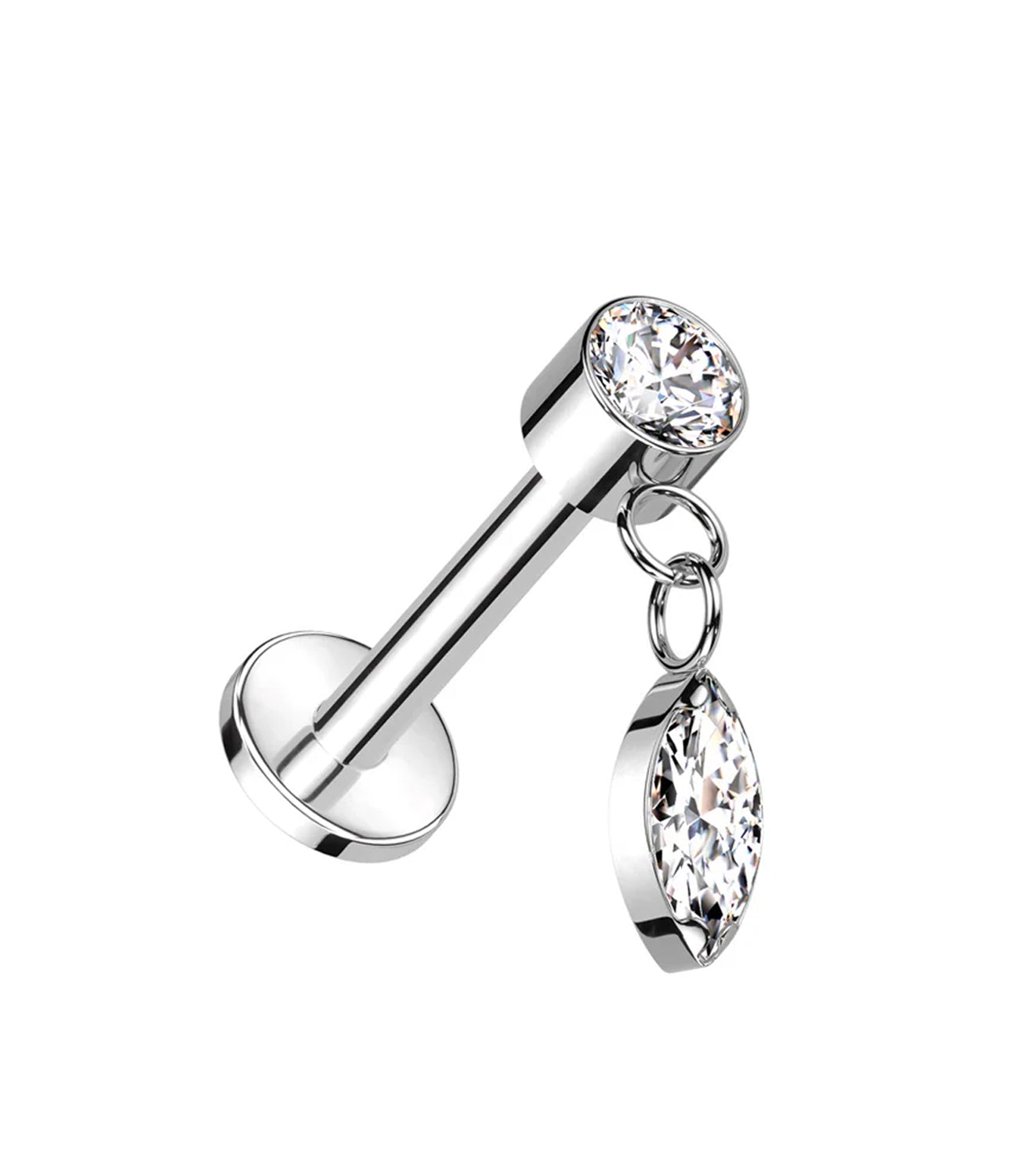 CZ Bezel with Marquise Dangle