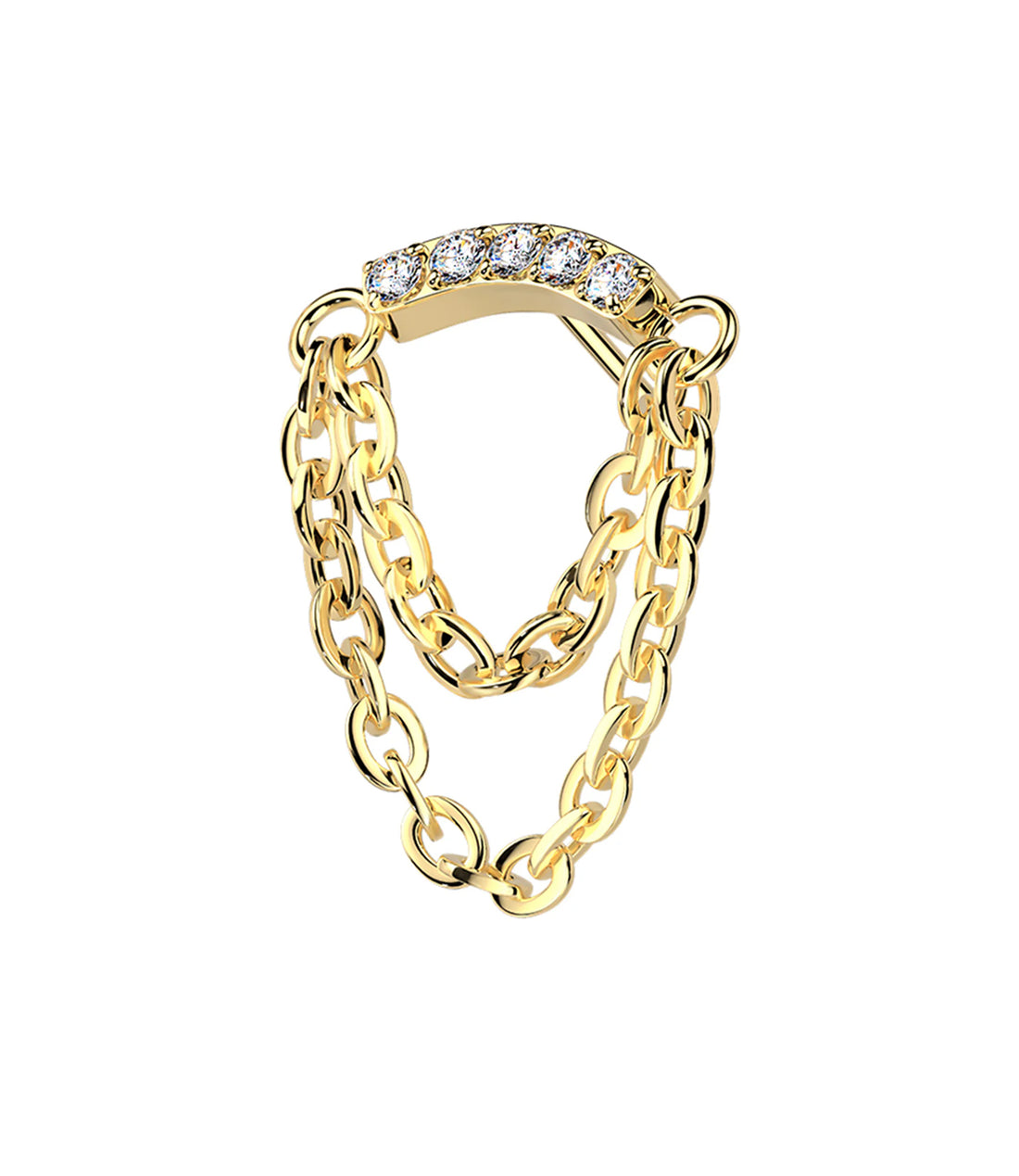Curved CZ Bar with Double Chain