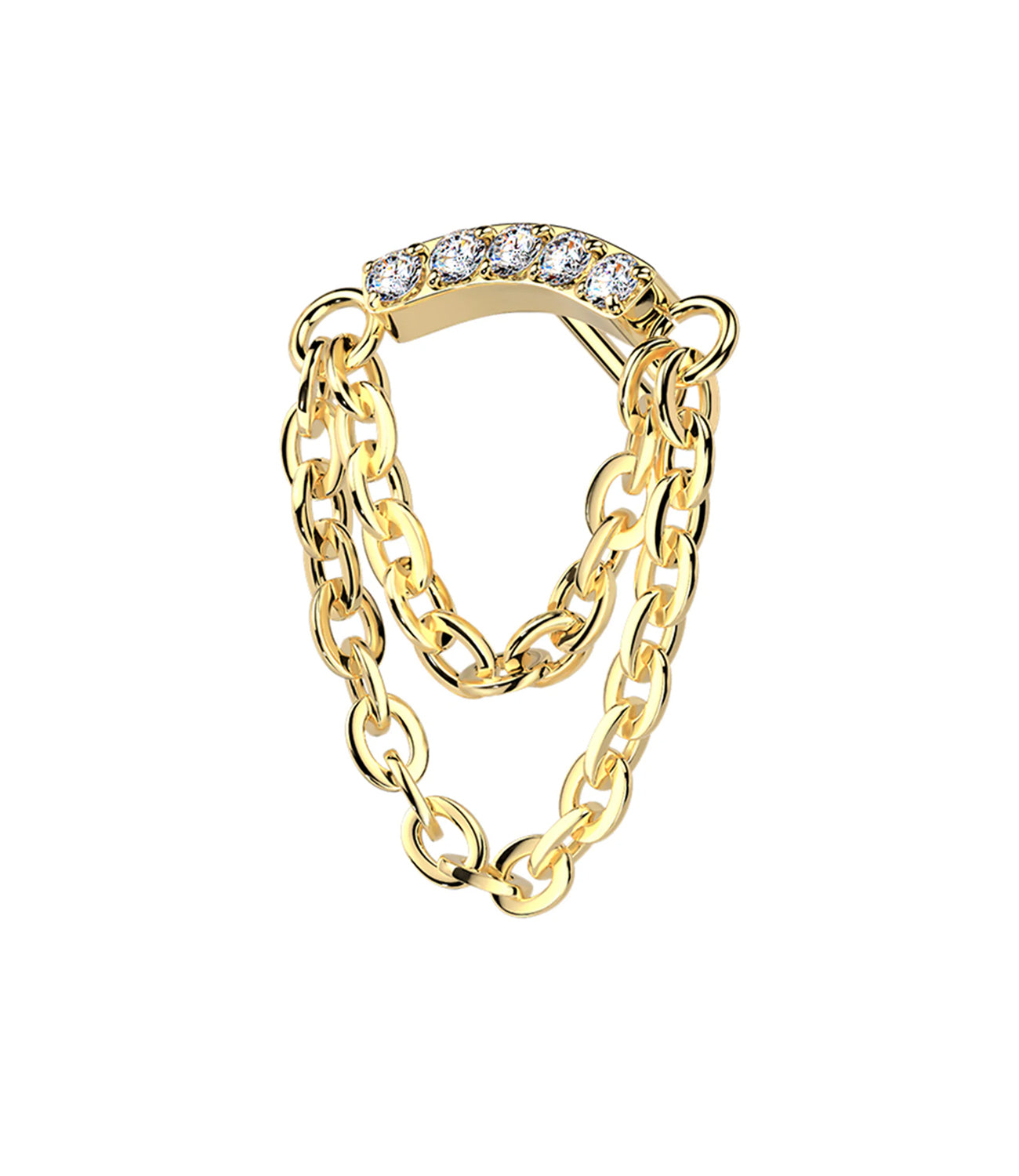 Curved CZ Bar with Double Chain