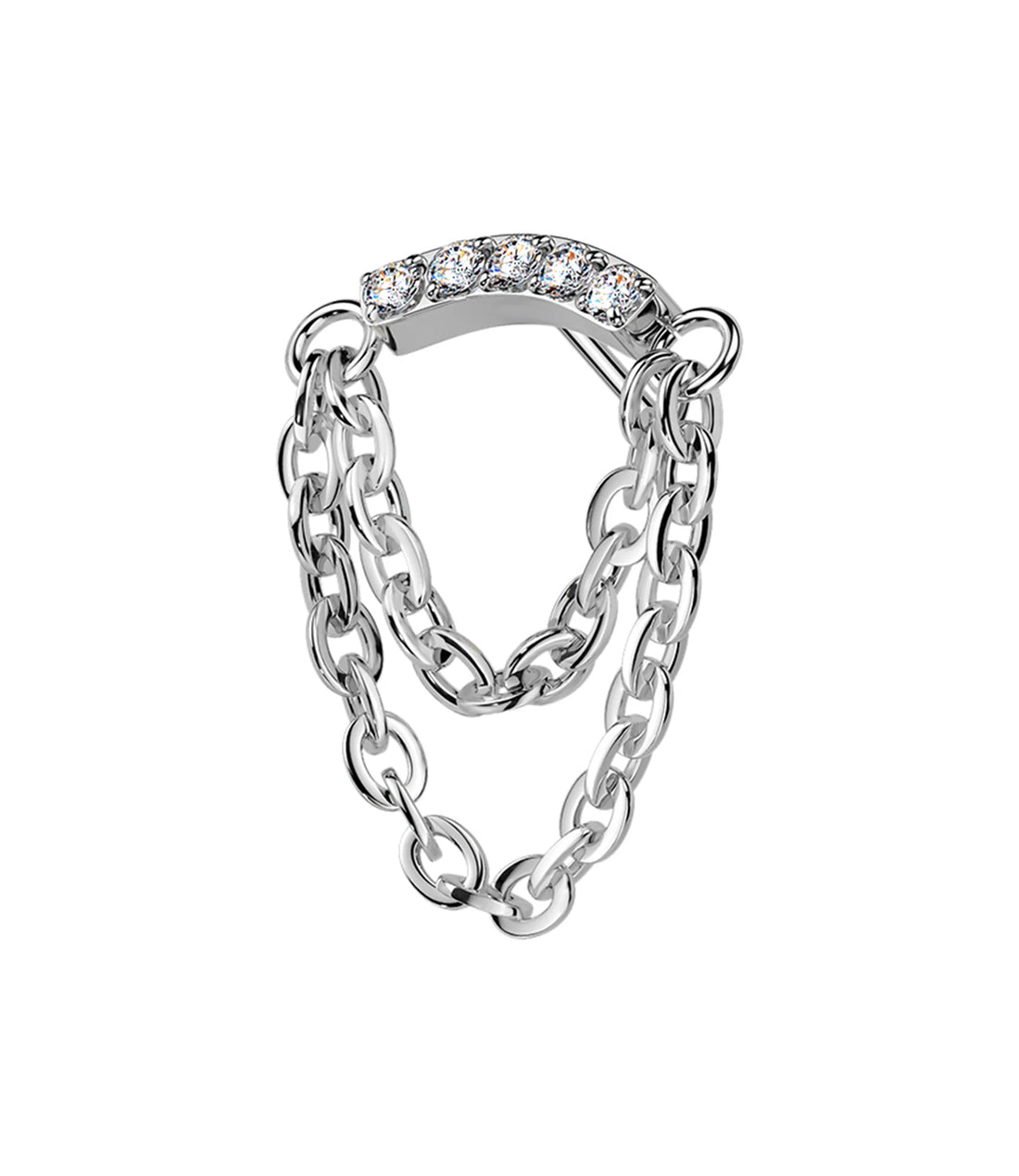 Curved CZ Bar with Double Chain
