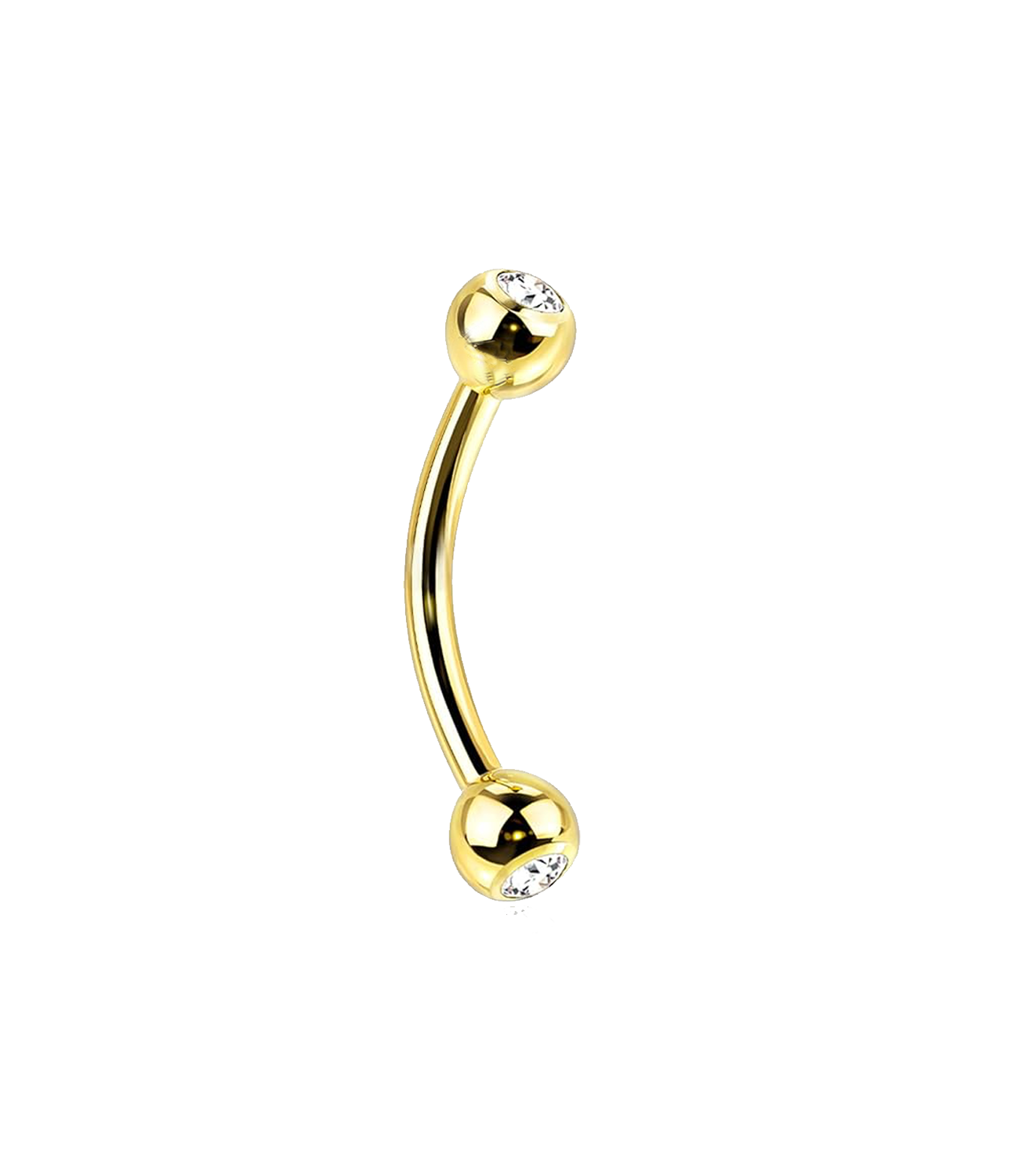 Crystal Curved Barbell 16g Gold