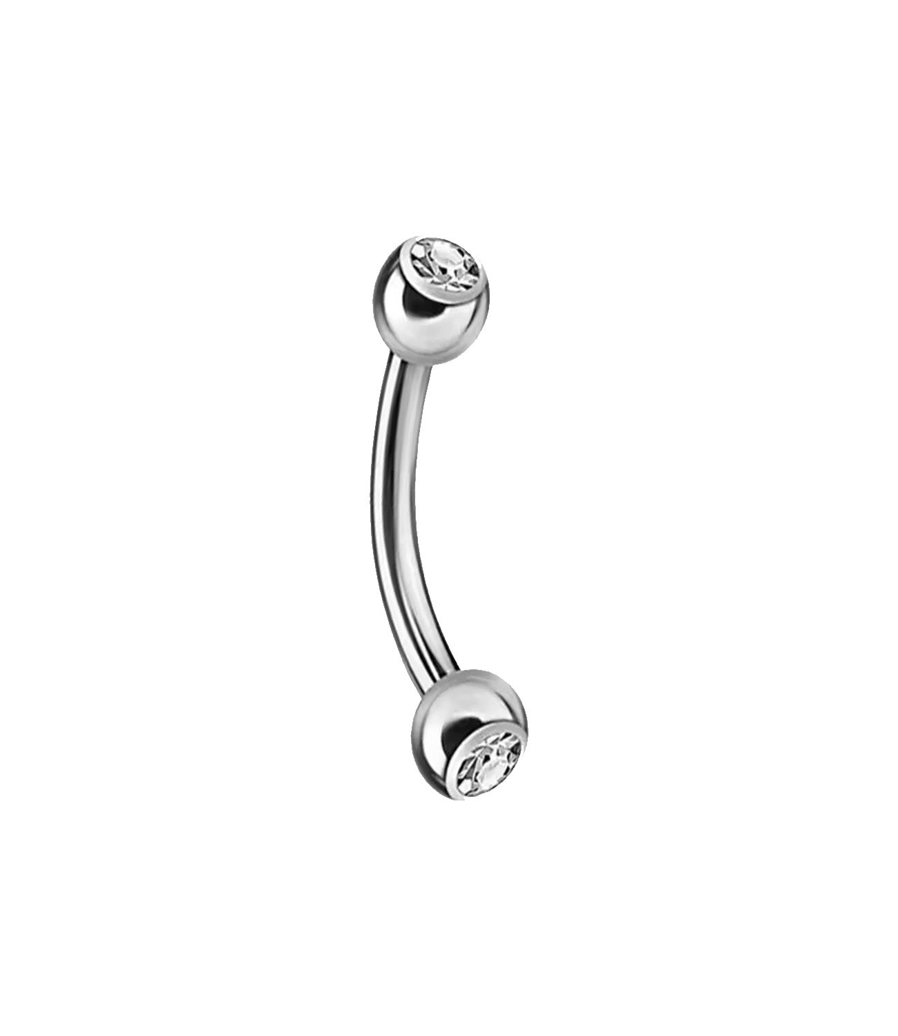 Crystal Curved Barbell 16g Silver