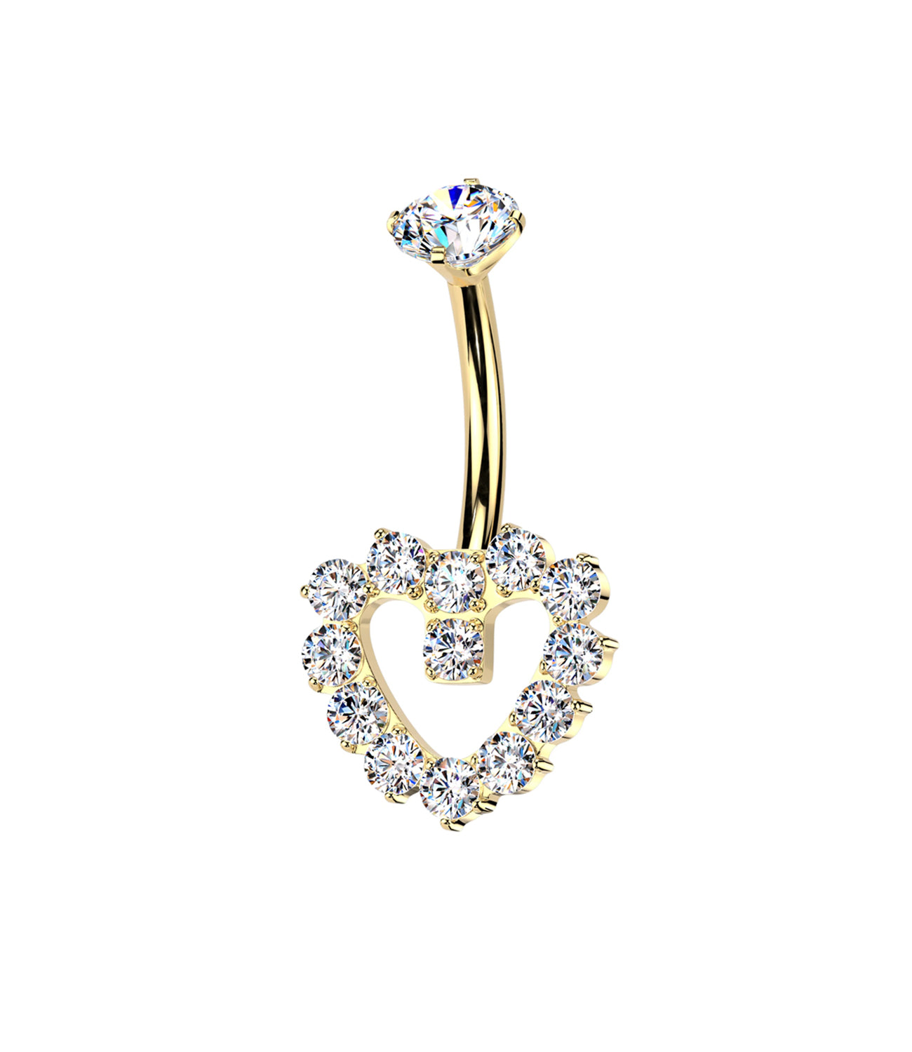 Crystal Pave Heart Barbell